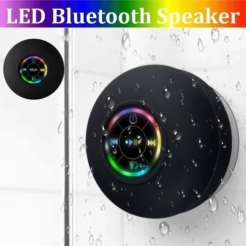 "Waterproof Bluetooth Speaker with Suction Cup – Portable, Luminous, Shower & Outdoor Use"