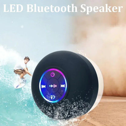 "Waterproof Bluetooth Speaker with Suction Cup – Portable, Luminous, Shower & Outdoor Use"